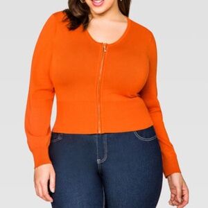 CROPPED ZIP FRONT PULLOVER SWEATER